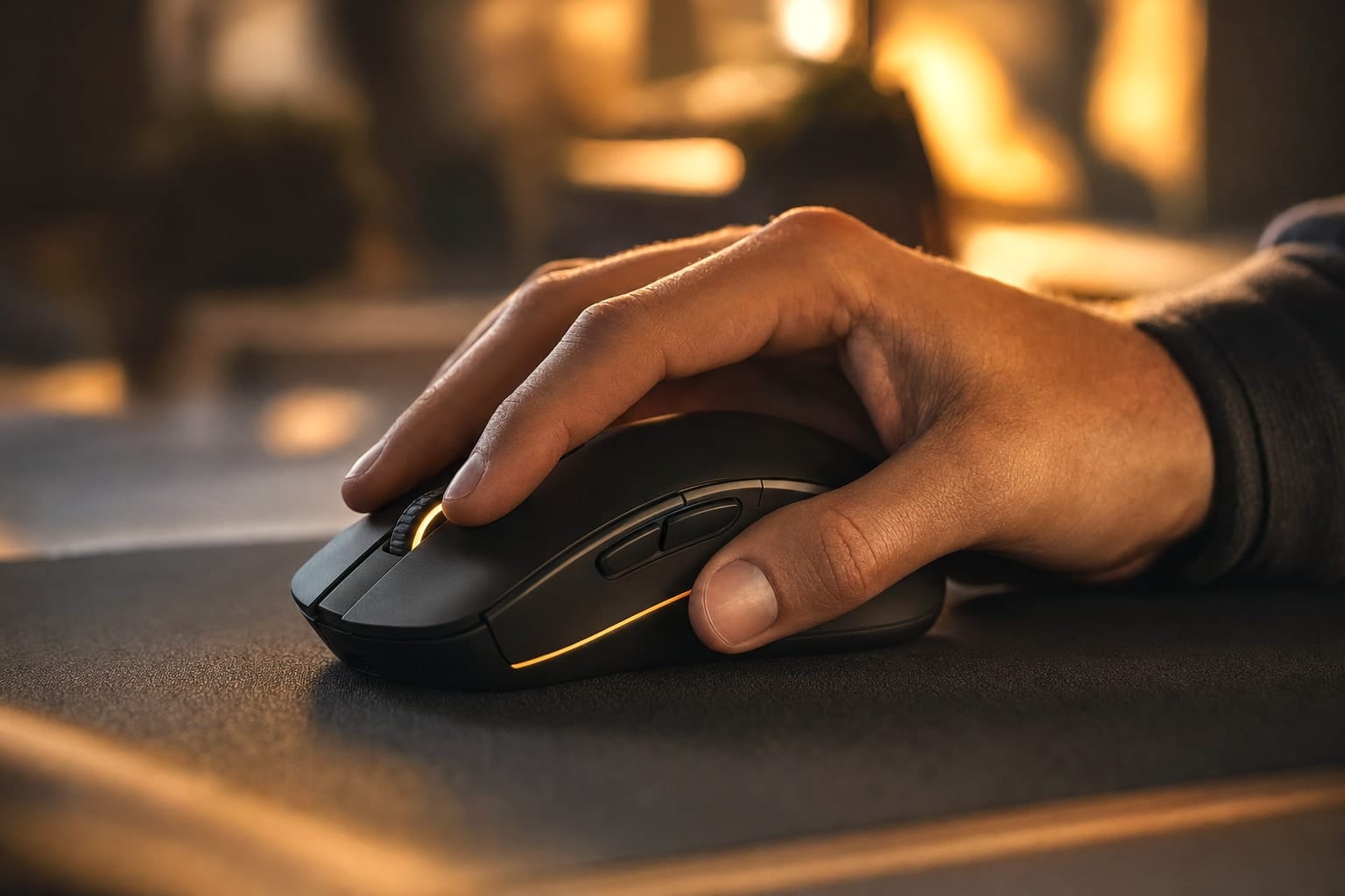 Uma análise tátil de um rato gamer ergonómico sem fios, explorando conforto, controlos laterais, precisão e integração num setup premium.