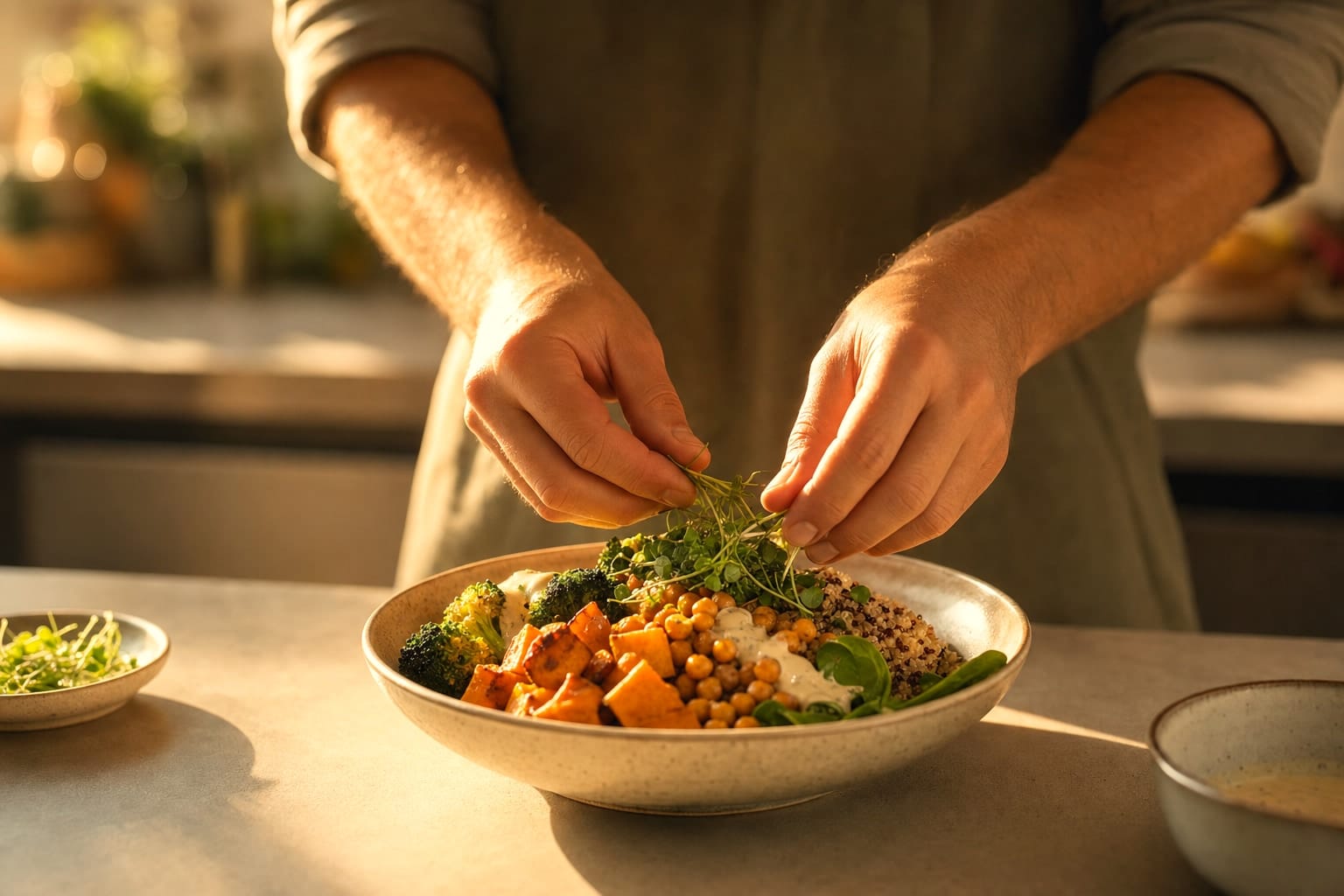 Uma experiência de refeições veganas premium, do preparo cuidadoso à apresentação final, equilibrando conveniência, sabor e o esforço de cozinhar em casa.